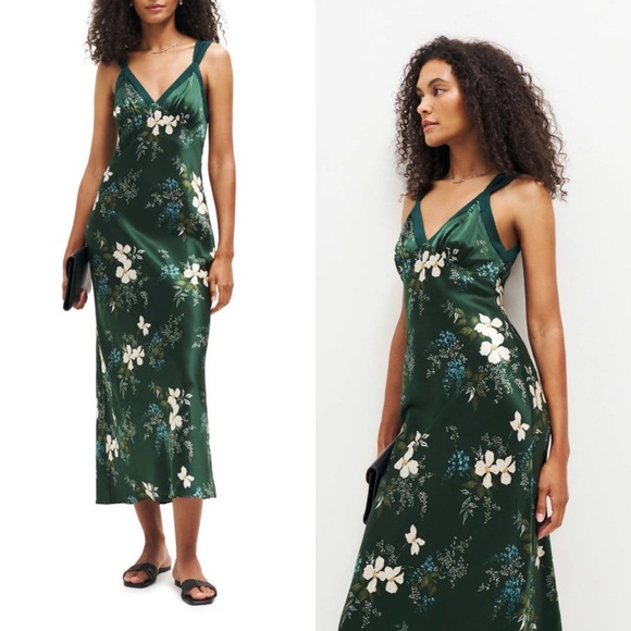 Reformation Dresses & Skirts - New Reformation Neola Silk Floral Midi Slip Dress